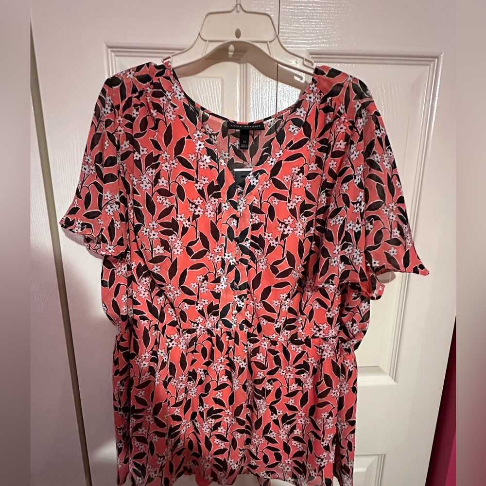 Lane Bryant - Short Sleeve Blouse - Coral